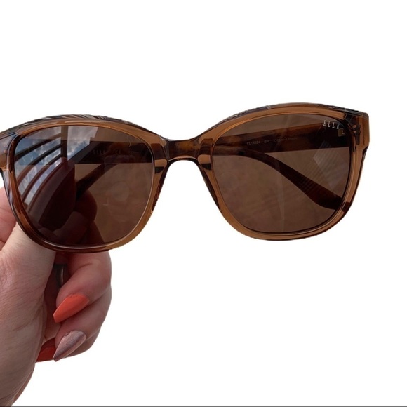 Elle EL 14824 Brown Square Frame Full Rim Acetate Brown Lens Designer Sunglasses main image 9